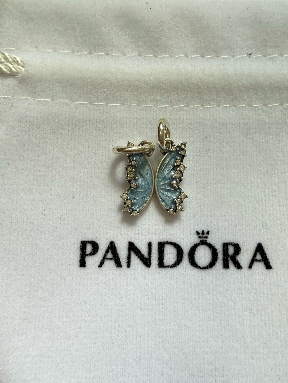 Pandora Sterling Silver Opalescent Splittable Butterfly Dangle Charm
